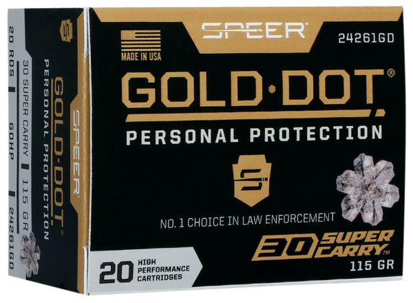 Speer Gold Dot Personal Protection 30 Super Carry, 100gr, Hollow Point, 20rd Box